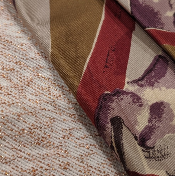 Vintage Christian Dior 100% silk tie tan red brown - Picture 8 of 8